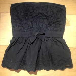 Hollister Strapless Poplin Bow Top Size Small